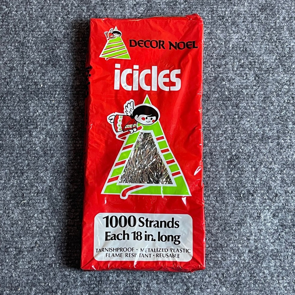 Vintage Decor Noel Silver Christmas Tree Icicles 1000 Strands 18in Made in USA